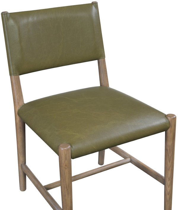 Meridian Furniture Andie Art Deco Vegan Leather Dining Chair with Wood Frame and Tailored Stitching for Elegant Rooms Olive Set of 2 88075Olive-C