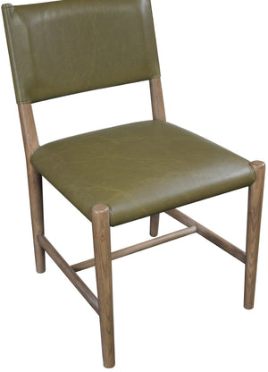 Meridian Furniture Andie Art Deco Vegan Leather Dining Chair with Wood Frame and Tailored Stitching for Elegant Rooms Olive Set of 2 88075Olive-C