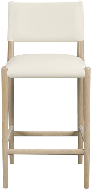 Meridian Furniture Andie Art Deco Vegan Leather Counter Stool with Stitching and Solid Wood Frame Cream Set of 1 88076Cream-C