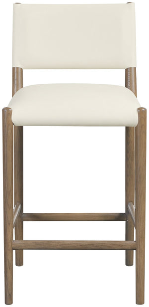 Meridian Furniture Andie Art Deco Vegan Leather Counter Stool with Stitching and Solid Wood Frame Cream Set of 2 88077Cream-C