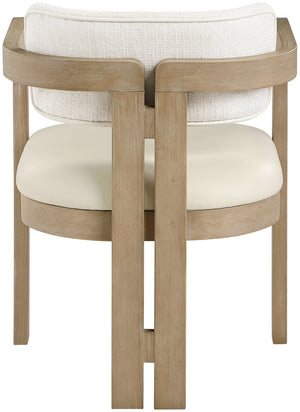 Meridian Furniture Ravina Art Deco Dining Chair with Upholstered Seat Cerused Wood Frame for Elegant Rooms Cream 88078 88078Cream-C