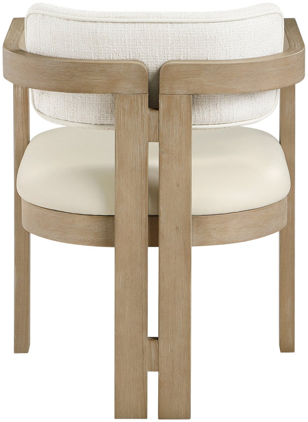 Meridian Furniture Ravina Art Deco Dining Chair with Upholstered Seat Cerused Wood Frame for Elegant Rooms Cream 88078 88078Cream-C