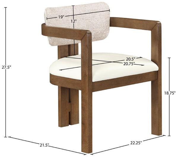 Meridian Furniture Ravina Art Deco Dining Chair with Upholstered Seat Cerused Wood Frame for Elegant Rooms Beige 88079 88079Beige-C