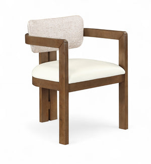 Meridian Furniture Ravina Art Deco Dining Chair with Upholstered Seat Cerused Wood Frame for Elegant Rooms Beige 88079 88079Beige-C