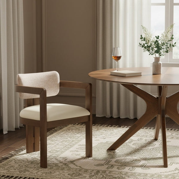 Meridian Furniture Ravina Art Deco Dining Chair with Upholstered Seat Cerused Wood Frame for Elegant Rooms Beige 88079 88079Beige-C