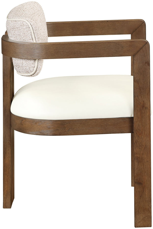 Meridian Furniture Ravina Art Deco Dining Chair with Upholstered Seat Cerused Wood Frame for Elegant Rooms Beige 88079 88079Beige-C