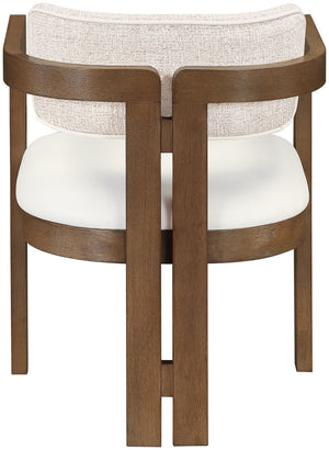 Meridian Furniture Ravina Art Deco Dining Chair with Upholstered Seat Cerused Wood Frame for Elegant Rooms Beige 88079 88079Beige-C