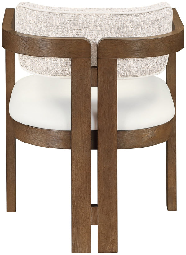 Meridian Furniture Ravina Art Deco Dining Chair with Upholstered Seat Cerused Wood Frame for Elegant Rooms Beige 88079 88079Beige-C