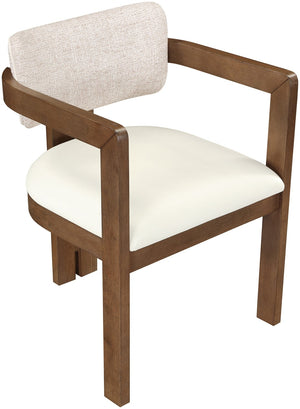 Meridian Furniture Ravina Art Deco Dining Chair with Upholstered Seat Cerused Wood Frame for Elegant Rooms Beige 88079 88079Beige-C