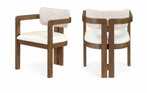 Meridian Furniture Ravina Art Deco Dining Chair with Upholstered Seat Cerused Wood Frame for Elegant Rooms Beige 88079 88079Beige-C
