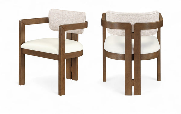Meridian Furniture Ravina Art Deco Dining Chair with Upholstered Seat Cerused Wood Frame for Elegant Rooms Beige 88079 88079Beige-C