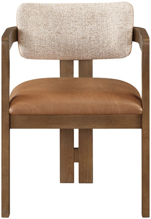 Meridian Furniture Ravina Art Deco Dining Chair with Upholstered Seat Cerused Wood Frame for Elegant Rooms Cognac 88079 88079Cognac-C