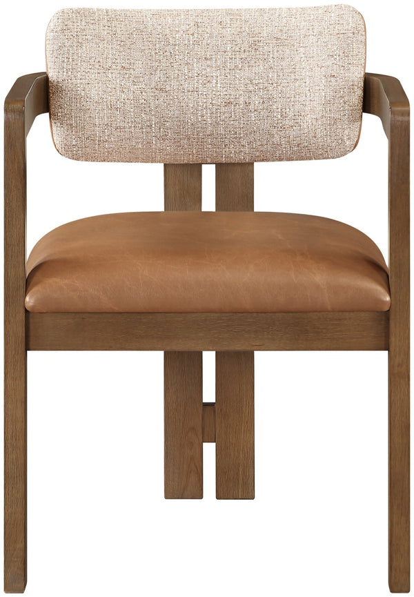 Meridian Furniture Ravina Art Deco Dining Chair with Upholstered Seat Cerused Wood Frame for Elegant Rooms Cognac 88079 88079Cognac-C
