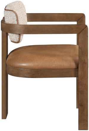Meridian Furniture Ravina Art Deco Dining Chair with Upholstered Seat Cerused Wood Frame for Elegant Rooms Cognac 88079 88079Cognac-C