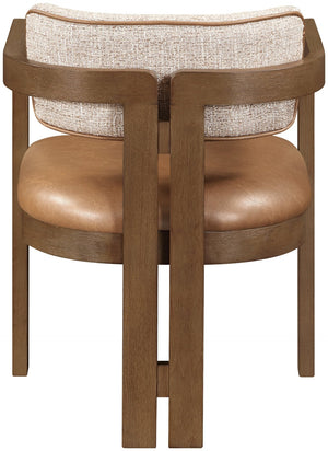 Meridian Furniture Ravina Art Deco Dining Chair with Upholstered Seat Cerused Wood Frame for Elegant Rooms Cognac 88079 88079Cognac-C