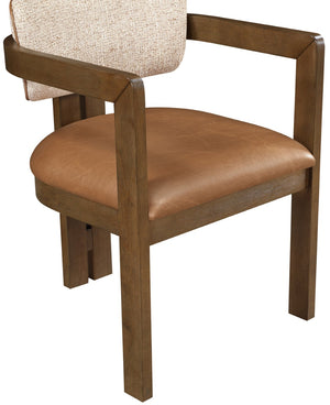 Meridian Furniture Ravina Art Deco Dining Chair with Upholstered Seat Cerused Wood Frame for Elegant Rooms Cognac 88079 88079Cognac-C