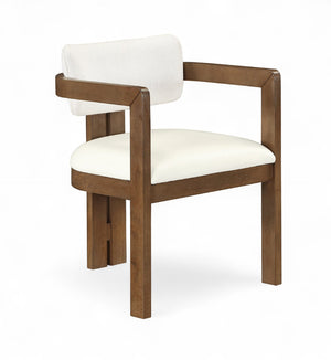 Meridian Furniture Ravina Art Deco Dining Chair with Upholstered Seat Cerused Wood Frame for Elegant Rooms Cream 88079 88079Cream-C
