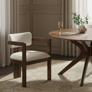 Meridian Furniture Ravina Art Deco Dining Chair with Upholstered Seat Cerused Wood Frame for Elegant Rooms Cream 88079 88079Cream-C