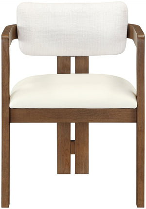 Meridian Furniture Ravina Art Deco Dining Chair with Upholstered Seat Cerused Wood Frame for Elegant Rooms Cream 88079 88079Cream-C