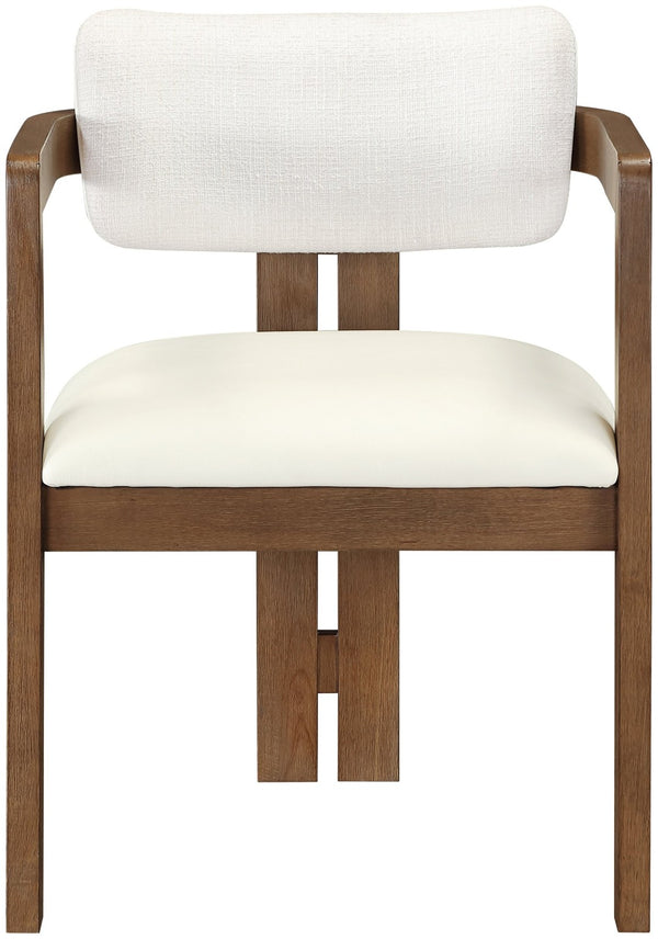 Meridian Furniture Ravina Art Deco Dining Chair with Upholstered Seat Cerused Wood Frame for Elegant Rooms Cream 88079 88079Cream-C