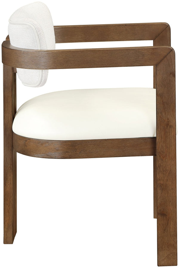 Meridian Furniture Ravina Art Deco Dining Chair with Upholstered Seat Cerused Wood Frame for Elegant Rooms Cream 88079 88079Cream-C