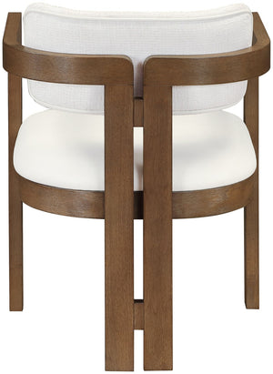 Meridian Furniture Ravina Art Deco Dining Chair with Upholstered Seat Cerused Wood Frame for Elegant Rooms Cream 88079 88079Cream-C