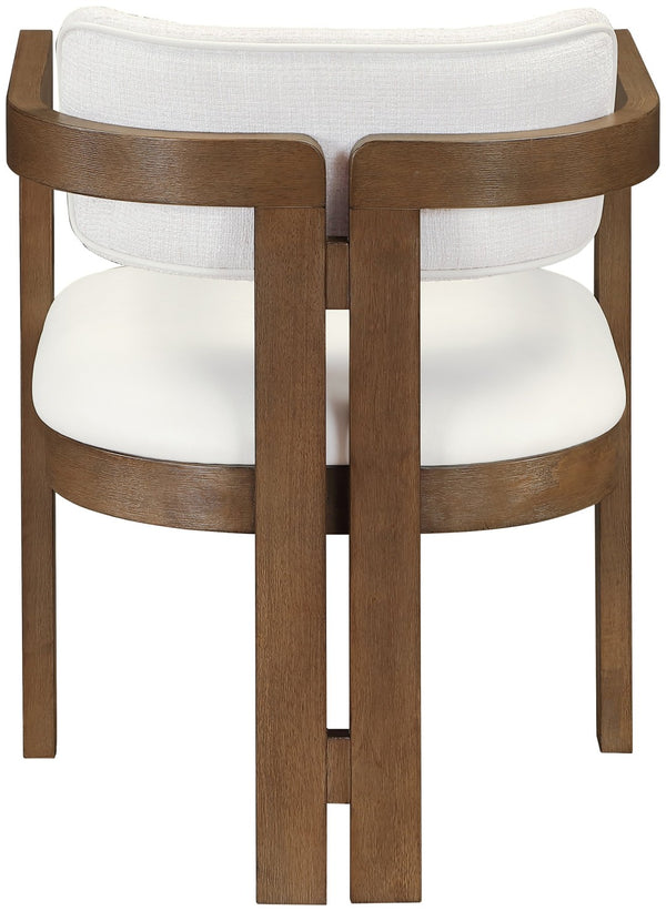 Meridian Furniture Ravina Art Deco Dining Chair with Upholstered Seat Cerused Wood Frame for Elegant Rooms Cream 88079 88079Cream-C