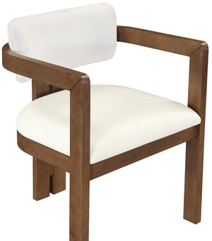 Meridian Furniture Ravina Art Deco Dining Chair with Upholstered Seat Cerused Wood Frame for Elegant Rooms Cream 88079 88079Cream-C