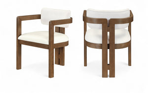 Meridian Furniture Ravina Art Deco Dining Chair with Upholstered Seat Cerused Wood Frame for Elegant Rooms Cream 88079 88079Cream-C