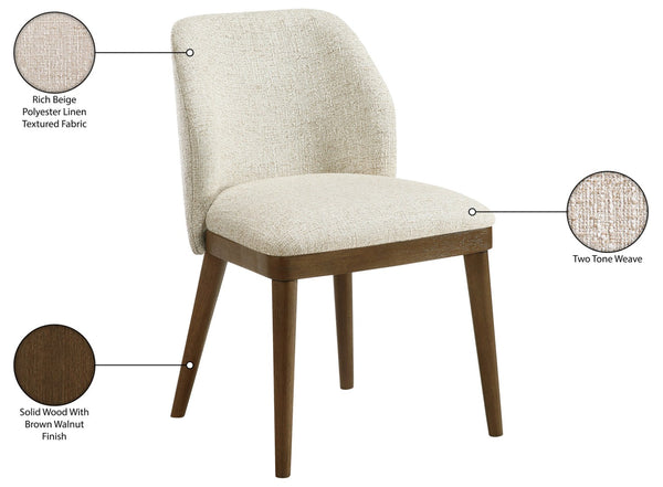 Meridian Furniture Valeo Linen Upholstered Dining Chair with Wood Frame for Modern and Transitional Interiors Beige Style A 88082Beige-C