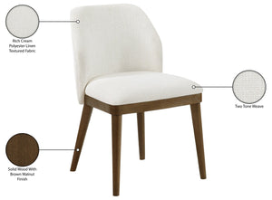 Meridian Furniture Valeo Linen Upholstered Dining Chair with Wood Frame for Modern and Transitional Interiors Cream Style A 88082Cream-C