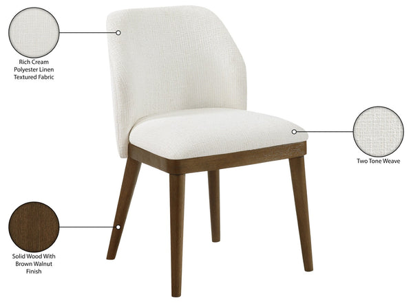 Meridian Furniture Valeo Linen Upholstered Dining Chair with Wood Frame for Modern and Transitional Interiors Cream Style A 88082Cream-C