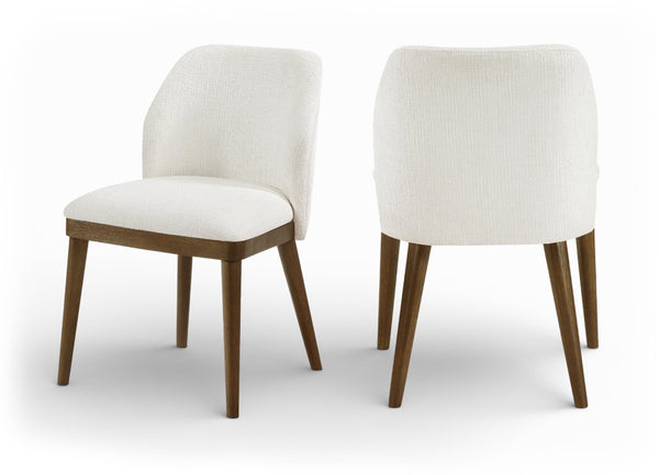 Meridian Furniture Valeo Linen Upholstered Dining Chair with Wood Frame for Modern and Transitional Interiors Cream Style A 88082Cream-C