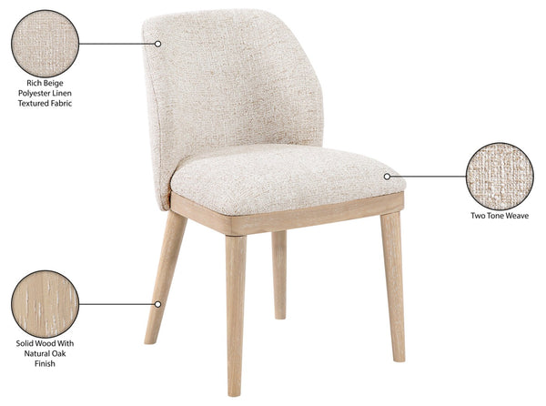 Meridian Furniture Valeo Linen Upholstered Dining Chair with Wood Frame for Modern and Transitional Interiors Beige Style B 88083Beige-C