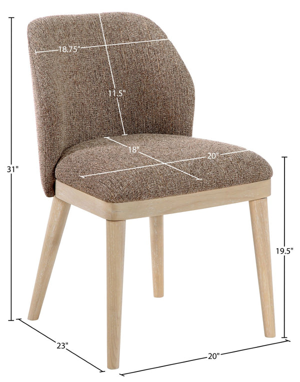 Meridian Furniture Valeo Linen Upholstered Dining Chair with Wood Frame for Modern and Transitional Interiors Brown Style B 88083Brown-C