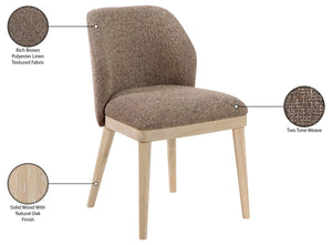 Meridian Furniture Valeo Linen Upholstered Dining Chair with Wood Frame for Modern and Transitional Interiors Brown Style B 88083Brown-C