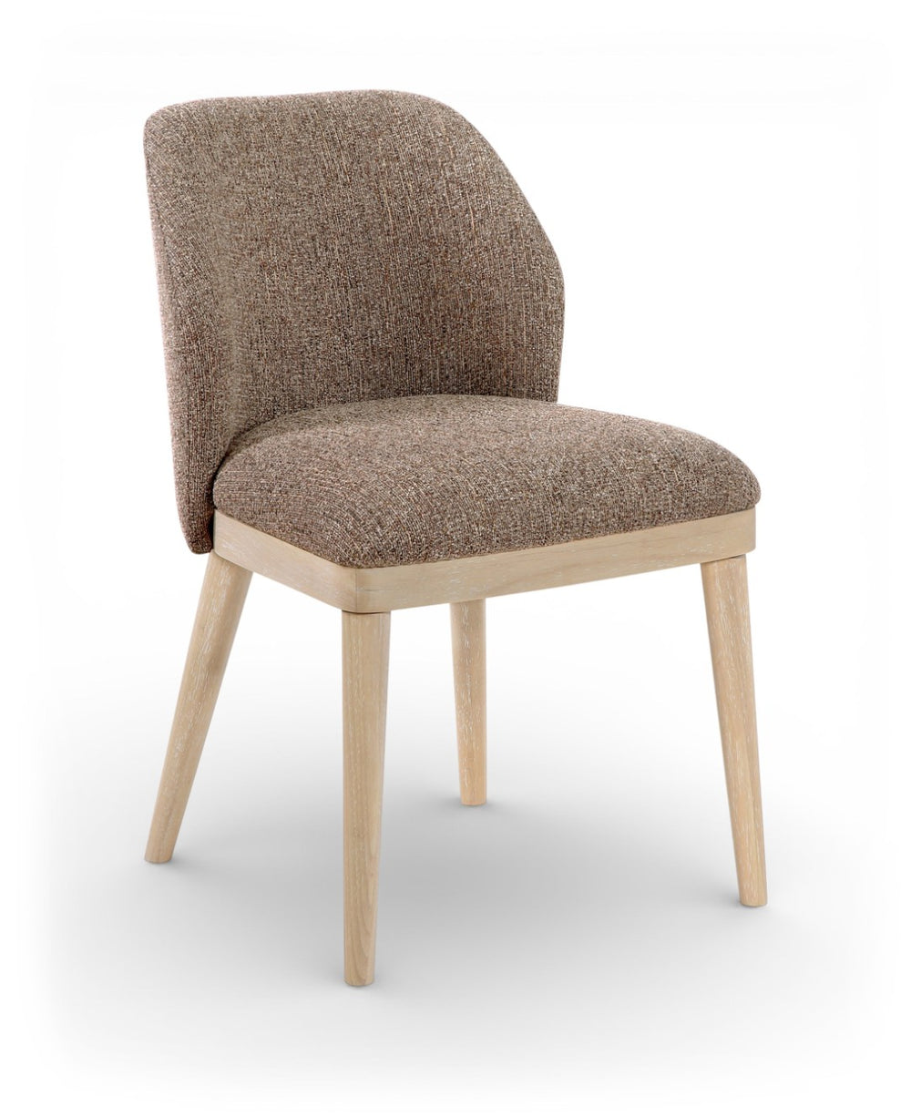 Meridian Furniture Valeo Linen Upholstered Dining Chair with Wood Frame for Modern and Transitional Interiors Brown Style B 88083Brown-C