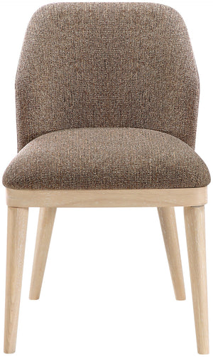 Meridian Furniture Valeo Linen Upholstered Dining Chair with Wood Frame for Modern and Transitional Interiors Brown Style B 88083Brown-C