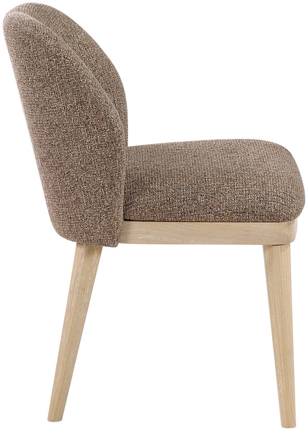 Meridian Furniture Valeo Linen Upholstered Dining Chair with Wood Frame for Modern and Transitional Interiors Brown Style B 88083Brown-C