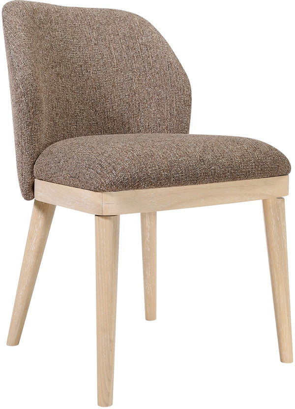 Meridian Furniture Valeo Linen Upholstered Dining Chair with Wood Frame for Modern and Transitional Interiors Brown Style B 88083Brown-C