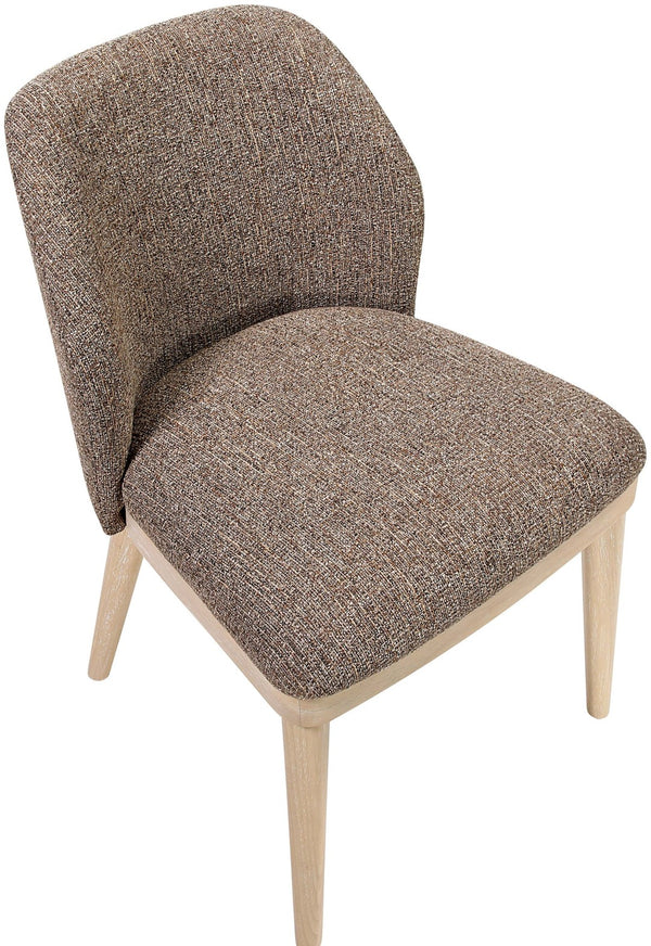 Meridian Furniture Valeo Linen Upholstered Dining Chair with Wood Frame for Modern and Transitional Interiors Brown Style B 88083Brown-C