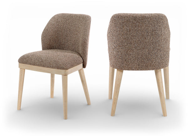 Meridian Furniture Valeo Linen Upholstered Dining Chair with Wood Frame for Modern and Transitional Interiors Brown Style B 88083Brown-C