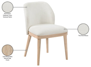 Meridian Furniture Valeo Linen Upholstered Dining Chair with Wood Frame for Modern and Transitional Interiors Cream Style B 88083Cream-C