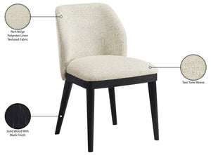 Meridian Furniture Valeo Linen Upholstered Dining Chair with Wood Frame for Modern and Transitional Interiors Beige Style C 88084Beige-C