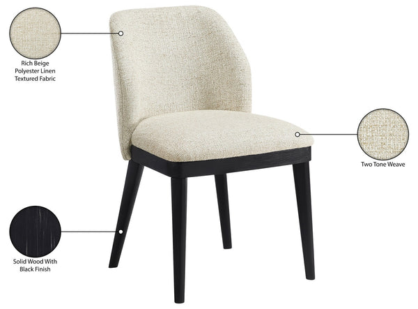 Meridian Furniture Valeo Linen Upholstered Dining Chair with Wood Frame for Modern and Transitional Interiors Beige Style C 88084Beige-C