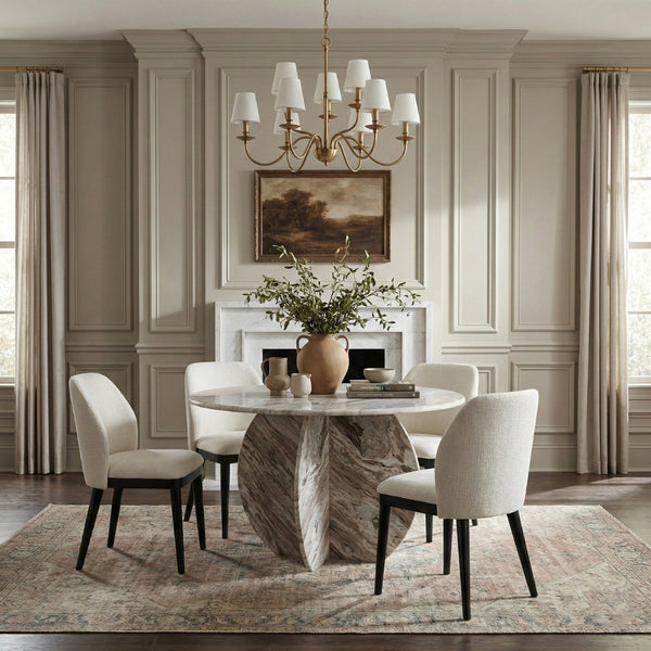 Meridian Furniture Valeo Linen Upholstered Dining Chair with Wood Frame for Modern and Transitional Interiors Cream Style C 88084Cream-C