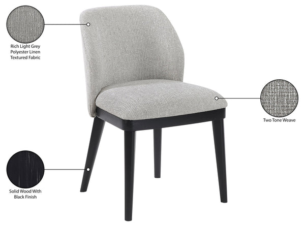Meridian Furniture Valeo Linen Upholstered Dining Chair with Wood Frame for Modern and Transitional Interiors Grey Style C 88084Grey-C