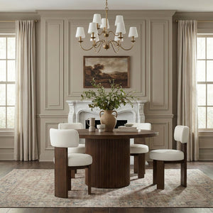 Meridian Furniture Atelier Art Deco Vegan Leather Dining Chair with Sculptural Frame and Walnut Wood 88085Cream-C