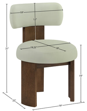 Meridian Furniture Atelier Art Deco Vegan Leather Dining Chair with Walnut Frame Sculptural Design 88085Mint-C