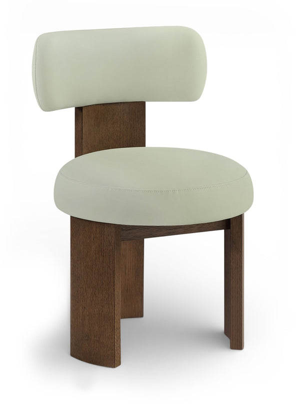 Meridian Furniture Atelier Art Deco Vegan Leather Dining Chair with Walnut Frame Sculptural Design 88085Mint-C